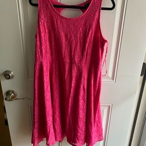 Lane Bryant Womens Fit Flare Dress Plus Pink Floral Lace Sz 16W Sleeveless F144